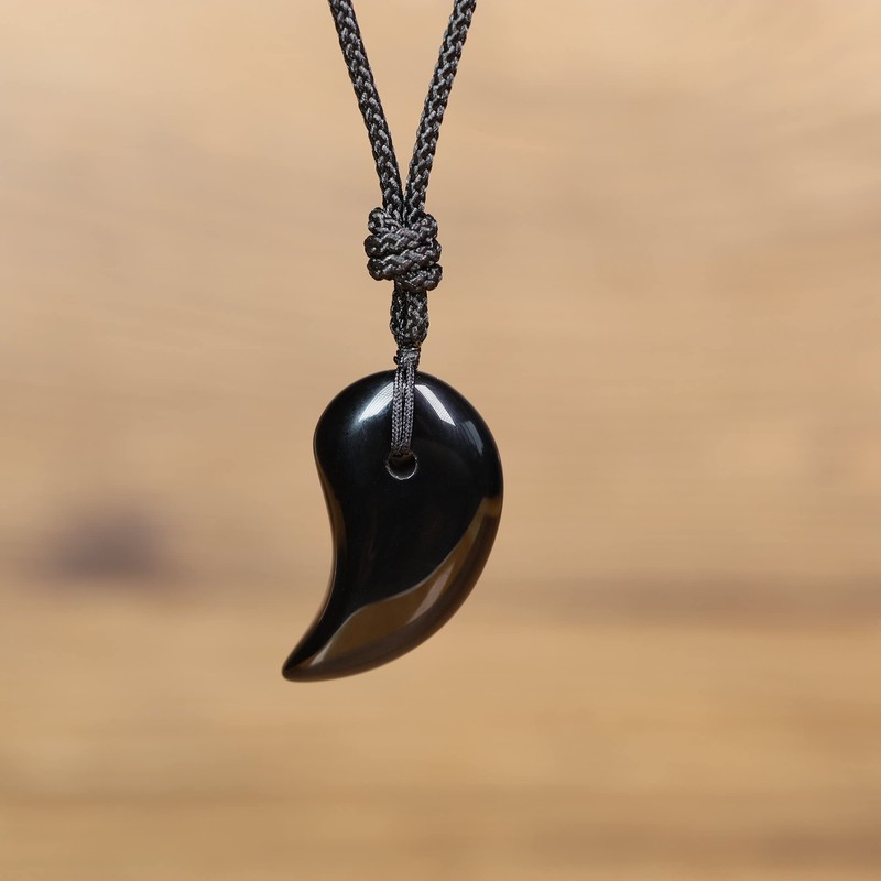 COAI Obsidian Goketsu Amulet Pendant Necklace, Unisex