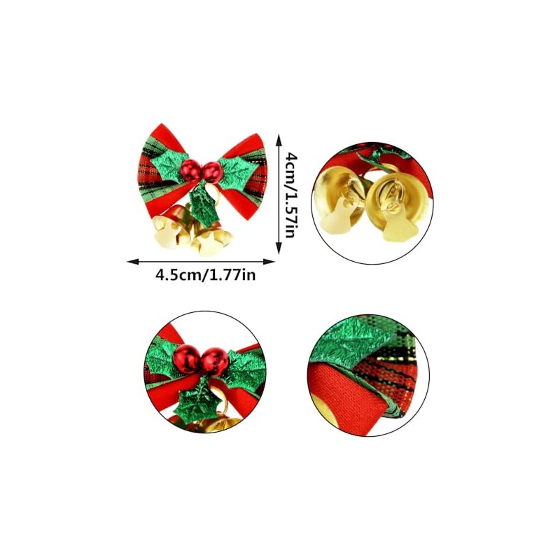 Moños Navideños Mini con Cascabeles 20 Piezas, 4 Estilos Tela