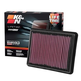 K&N Filtro de Aire de Motor Lavable para Mazda CX-5/CX-9/Mazda 6/Mazda 2 2012-2019, 33-3024, Negro/Rojo