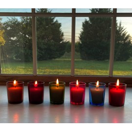 Colored Glass Votive Holders/With or Without Beeswax Candles/Container Votives/Beautiful Glass/Multicolor/Rainbow/Festive/NEW (Red, With Votive Candle)