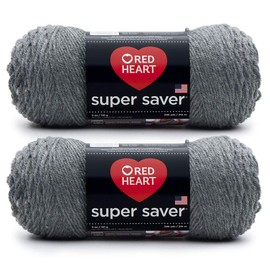 Bulk Buy: Red Heart Super Saver (2-Pack) (Grey Heather, 5 oz Each Skein)