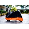XYZCTEM Motorcycle Cover,All Season Black&Orange Waterproof Outdoor Sun Motorcycle Cover,Fits