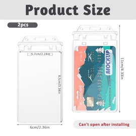 2 Pack Lockable Vertical Card Holder Hard Plastic ID Card Holder Transparent Card Protector Durable Badge Holder for One or Two Cards Card Holder for Gym Ski Pass Bank Card