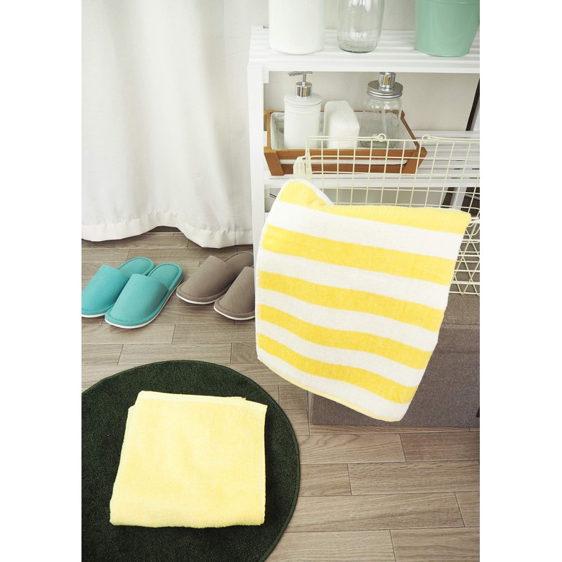 Kosugizen ZG-502-2YE Mini Bath Towels, Border & Color, Yellow, 50