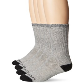 Terramar Performance outdoor Wool All Season Crew Socks (Pack of 4), Black/Navy, Large (9-12)