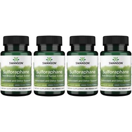 Swanson Sulforaphane - Broccoli Sprout Extract Supporting Cellular, GI Tract, and Liver Health - Natural Supplement Standardized to 0.4% Sulforaphane - (60 Veggie Capsules, 400mcg Each) (4 Pack)