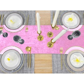 Elegant Event Essentials - Crushed Velvet Party Long Table Runner - For Spring Party, Wedding, Reception, Banquet, Home Dining Space Christmas Decoration (12” x 108”/30.48 x 274.32cm) - Light Pink