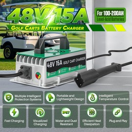 48 Volt Golf Cart Battery Charger for Yamaha G29 Drive & Drive 2, 15AMP 48V Golf Cart Charger IP67 Waterproof Fully Automatic Smart Trickle Charging with 16Ft Cable,for Lead-Acid Batteries