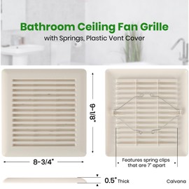Calvana (2-Pack) C350GN Bathroom Fan Cover with Springs, 8-3/4" x 9-1/8" Exhaust Fan Replacement Grille, Compatible with Broan-NuTone, Fits Models 690 693 VC305C3N VC307C2N, 695 and 696N, White