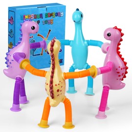 Valentines Day Gifts for Kids,4 Valentines Cards with Dinosaur Pop Tube Fidget Toys,Valentine Exchange for Girls Boys School Class Classroom Fidget Toys Party Favors