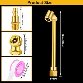 GODESON Heavy Duty Dual Head Air Chuck,Closed Ball Tire Chuck with 1/4 Inch Female NPT and Two Standard Male Quick Plug, Tire Air Fill Kit for Tire Inflator Gauge and Air Compressor