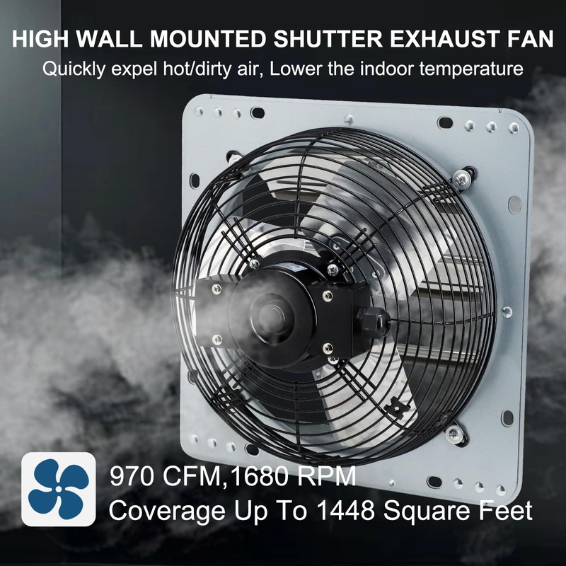 Criditpid 12 Inch Wall Mounted Shutter Exhaust Fan with ON/OFF