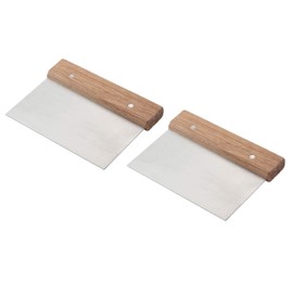 Winware by Winco - Set of 2 Stainless Steel Dough Scraper with Wood Handle