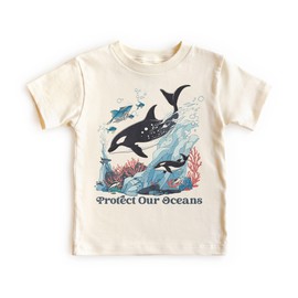 Orca Whale Toddler Shirt - Cute Ocean Aesthetic - Protect Our Oceans - Boho Natural Toddler & Youth Tee