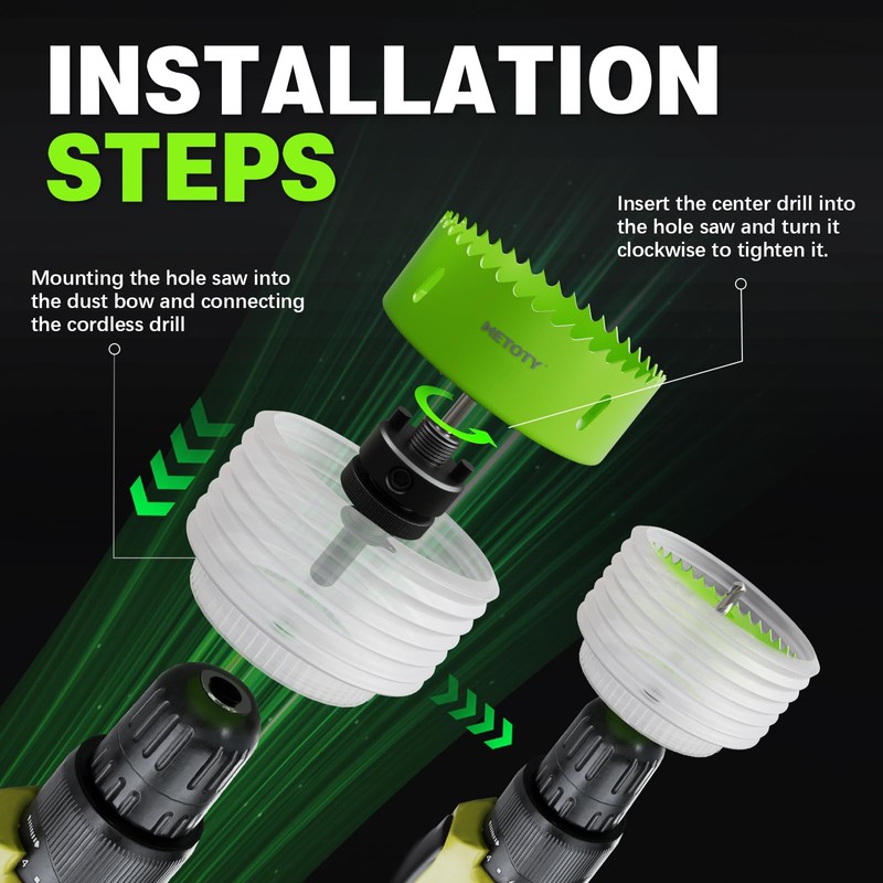 [8-in-1 Kit] Bi-Metal 2", 4", 6" Hole Saws + Drill