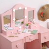 GarveeHome Kids Vanity Table Set LED Lights Princess Makeup Vanity