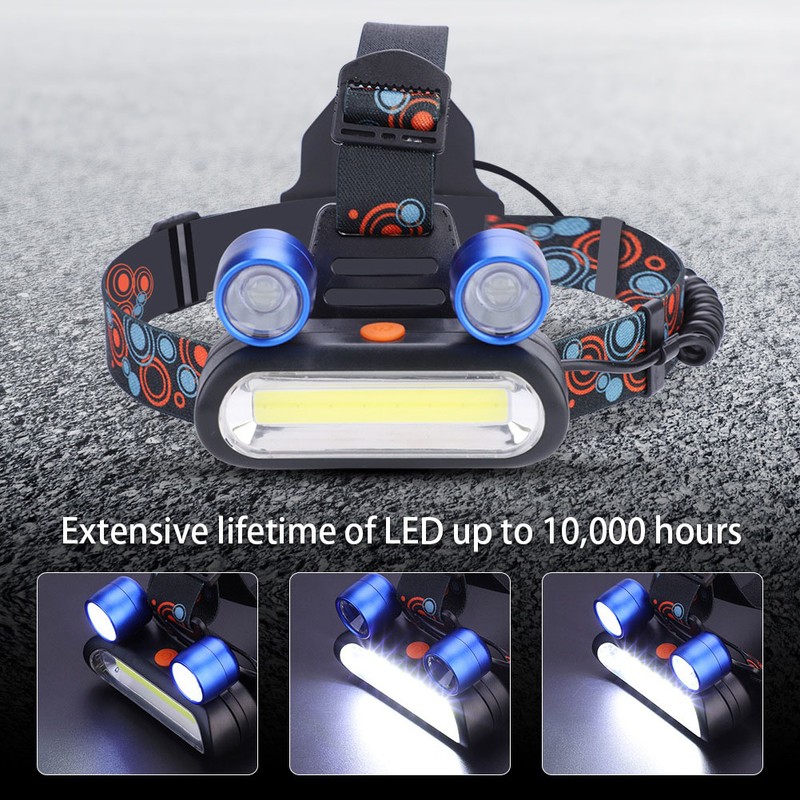 150000LM 2*LED COB Rechargeable 2*18650 Headlamp Head USB Light Torch