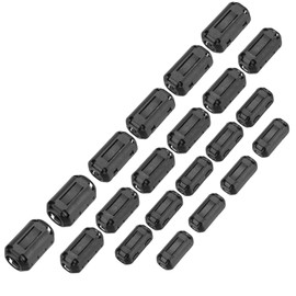 MECCANIXITY 22Pcs 5 Sizes Clip-on Ferrite Ring Core, Ferrite Bead EMI RFI Noise Cable Clip for 3.5mm/5mm/7mm/9mm/13mm Diameter Cable, Black