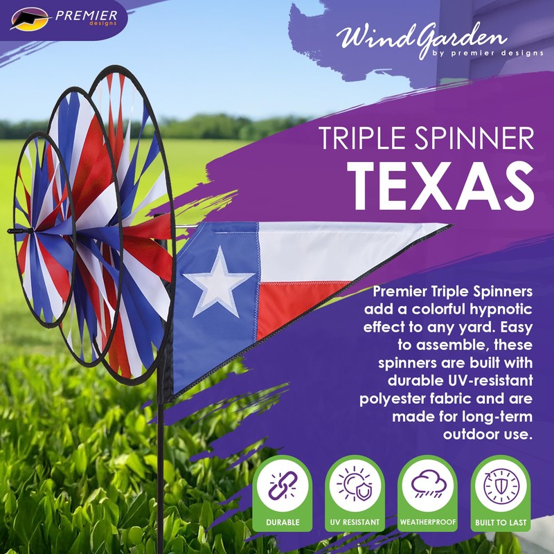 Premier Kites Triple Spinner Texas – Red, White & Blue