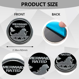 Tecledsn Mermaid Badge Rated Car Emblem, Car Exterior Emblems Badge, 4 x 4 Metal Automotive Badge, 3D Round Metal Car Badges Emblems Car Badge Decals Stickers Universal for Vehicle (Mermaid Rated)