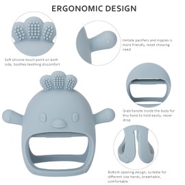 Socub Silicone Baby Teether Toys for Infants 3-6 6-12 Months, BPA Free Anti-Drop Silicone Mitten Teething Toy, Baby Chew Toys for Sucking Needs, Newborn Essentials & Baby Shower Gifts Girls(Olive)