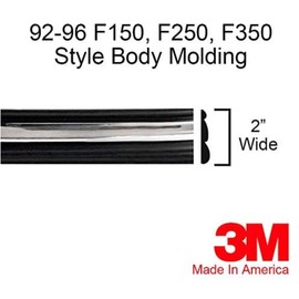 1992-1996 Ford Black Chrome Side Body Trim Molding Rocker Panel Pickup Truck F150, F250, F350, Bronco - 2" Wide (Half Roll - 12 ft)