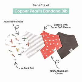 Copper Pearl 6 Pack Soft Cotton Baby Bibs for Drooling and Teething, Absorbent Drool Bibs for Baby Boy, Adjustable to Fit Newborns to Toddlers, Tons of Styles (Rider Set)