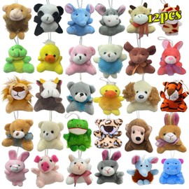 LMAZEPMQ Mini Plush Animal Toy Set,Cute Animals Keychain Decoration for Kids,Goodie Bag Fillers, Basket Stuffers, School Prizes, Valentine's Day Party Supplies (12pcs)