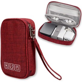 Rixotix Small Travel Cable Organiser Bag, Electronics Accessories Organizer Carry Bag, 3 Layers Pouch Storage All-in-One Gadget Storage Bag, Cable Pouch for Cable, Cord, Charger, Phone, Earphone