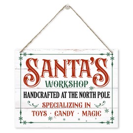 Santa's Workshop Sign, Santa's Workshop Door Hanger, Christmas Sign, Rustic Hanging Wall Plaque, Christmas Home Decor, Wall Decor Art, Farmhouse Christmas Decor, Cafe Shop Decor, Christmas Wall Art
