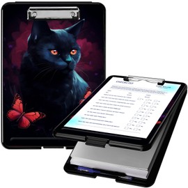 Clipboard with Storage, High Capacity Plastic Storage Clipboard with Pen Holder for Women Teachers Work, School & Office Supplies, Cute Pattern Decorative Clipboards, Cat Butterfly