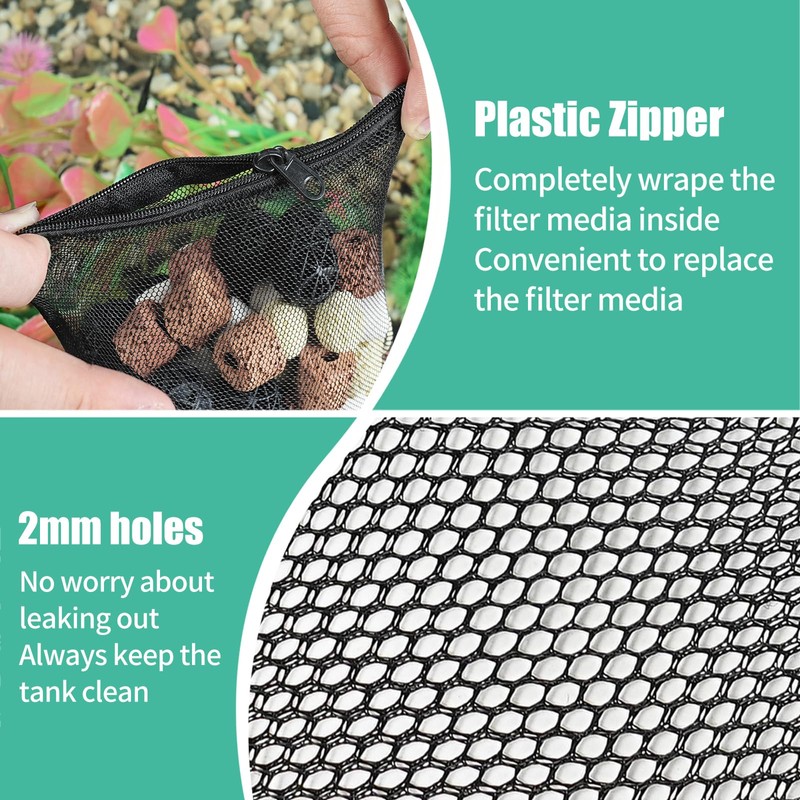 AQUANEAT 10pcs Aquarium Filter Media Bags, Fish Tank Coarse Mesh