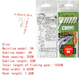6 Packs/36 Hooks Luminous Sabiki Style Rigs Glow in The Dark Fish Skin Bait Rigs,Lures with Luminous Beads for Catching Sardines,Anchovies,Mackerel & Live Baitfish（for Freshwater & Saltwater） (9#)