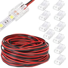 RUNCCI-YUN RUNCCI-YUN 10Pcs LED Strip Stecker,2 Polig 10mm LED Lckenlose Stecker+20m 2 Pin LED Streifen Verl?ngerungskabel LED Strip Anschlusskabel LED Verbinder, 12v-24V kabel, fr SMD 3528 2835 5050 5630