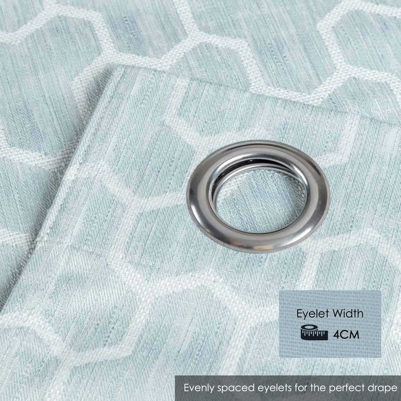 HOMESCAPES Blue Geometric Blackout Curtains Pair Width 167cm (66") x