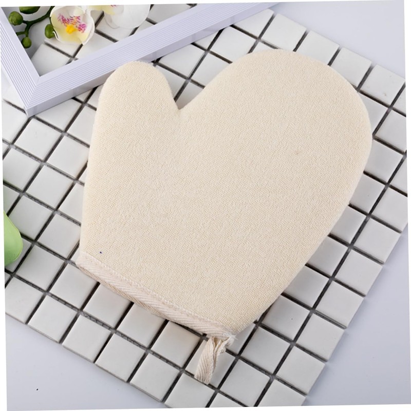 Guantes de Baño Exfoliantes de Lino Beige PLAFOPE 2 Piezas