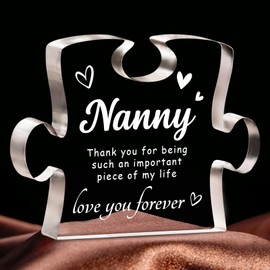 Gifts for Nanny, Nanny Gifts from Granddaughter Grandson, Birthday Mothers Day Thanksgiving Christmas Gifts for Nanny, Best Nanny Gifts Ideas, 4.9 x 3.7 inch Engraved Acrylic Block
