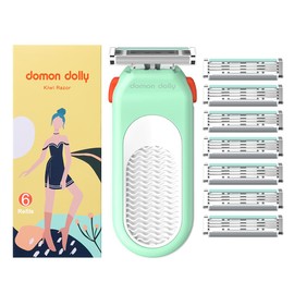 Razor for Women – Travel Essentia,Women's Travel Razor with 6 Refills & 3 Blades – Bikini, Legs & Face Shaver – Comfort Glide System – Compact Green