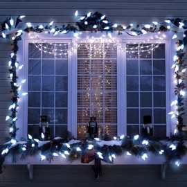 WBao C6 Christmas Lights, 100 LED 33ft Battery Operated Christmas String Lights with 8 Modes, Timer, Waterproof Design for Indoor Outdoor Christmas Trees, Fence, Stairs Xmas Decorations, Cool White