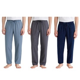 LICWOYAR Men's Pajama Pants Lightweight Cotton Pjs Bottoms Sleepwear Sleep & Lounge with Pocket 3Pack(BlueGrayNavy-XL)