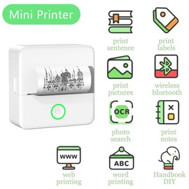 X6 Mini Thermal Printer, Portable Bluetooth Photo Printer for Phone, Wireless Sticker Printer Label Maker for Study Notes, Journal, Fun, Work, Photos, Compatible with iOS and Android