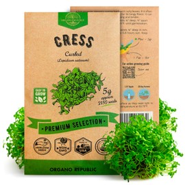Organo Republic Curled Cress Seeds Pack 5G - Over 2,150 Non-GMO Heirloom Cress Seeds for Planting Greens in Individual Seed Packet, Greens Seeds for Planting Home Garden Indoor & Outdoor Gardening
