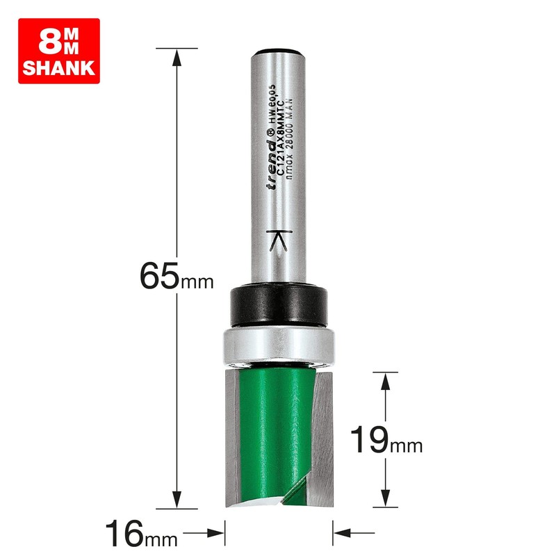Trend CraftPro Guided Profiler Router Cutter Bit, 8mm Shank, 16mm