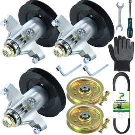 POSEAGLE 3 Pack Pre-Greased 918-04125C Spindle Assembly with 756-04129B Idler Pulley 954-04044A Belt Replaces 618-04125A 618-04126A 918-04125B 918-04126 for Cub Cadet ZT50 Lawn Tractors