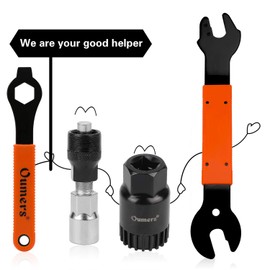 Oumers 4 PCS Professional Bicycle Pedal and Crank Arm Removal Tool, Bike Pedal Wrench+Bike Crank Extractor + Bike Bottom Bracket Remover + 16mm Spanner Wrench