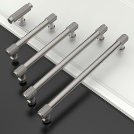 Coinkoly 10 Pack 5"(128mm) Brushed Satin Nickel Cabinet Pulls Knurled Kitchen Cabinet Handles Drawer Pulls Cupboard Hardware for Cabinets