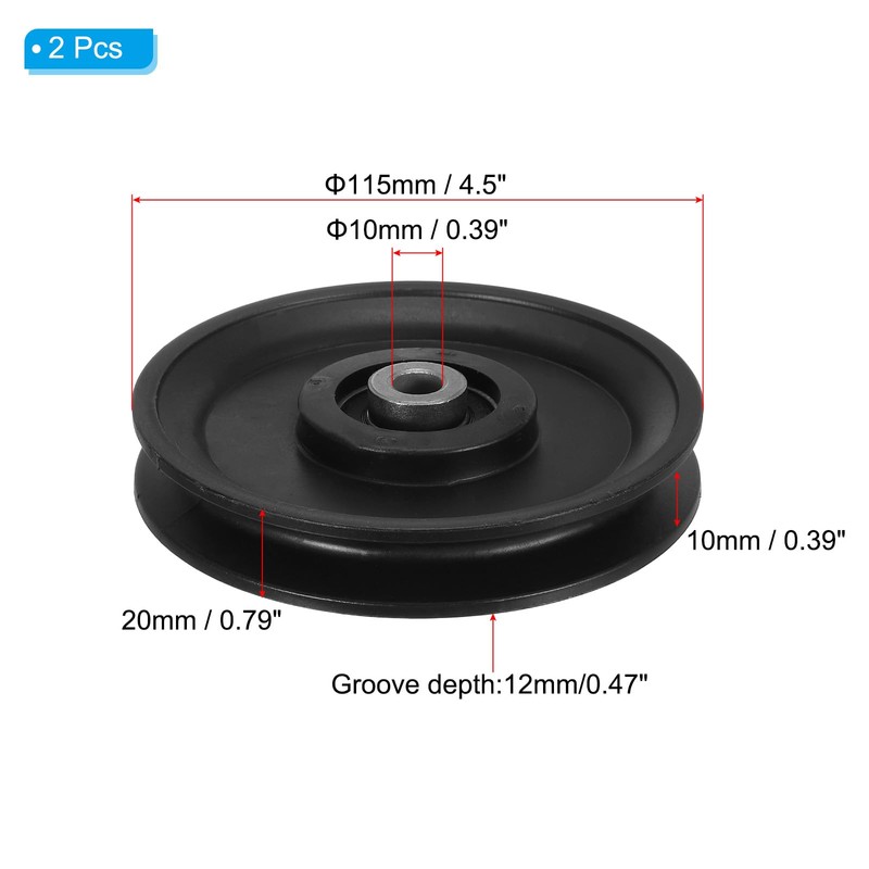 PATIKIL Universal Bearing Pulley Wheel 115mm / 4.5" 2pcs Nylon