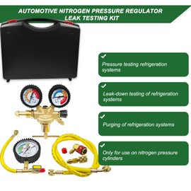 Pidnsrozo 53010 Automotive/HVAC Pressure Tester Kit, Pressure Testing Tools, Includes 53001 Nitrogen Pressure Regulator, Leak Testing Adapter 53042, Charging Hose, R134a Adapter, R410A Adapter