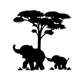 Mom and Baby Elephant Sticker Decal Notebook Car Laptop 5" x 4" (Black)