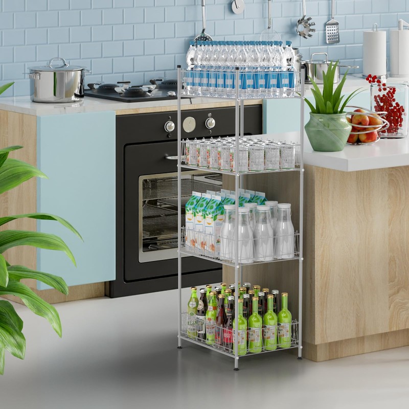 smusei 4 Tier Water Bottle Storage Rack Metal Water Bottle